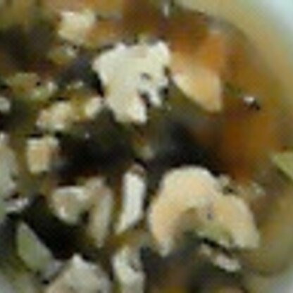 切り昆布がスープに、とても美味しかったです。
思いつきませんでした。
とてもいいですね。